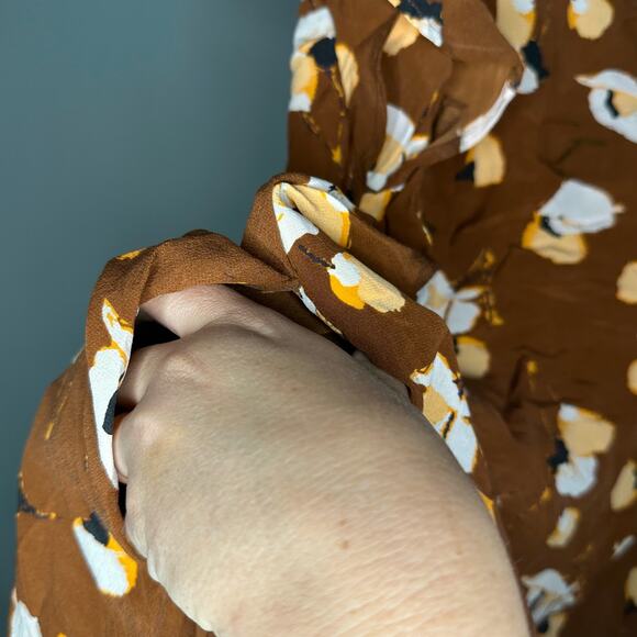 Equipment Tortoise Shell Brown Flower Print Lorainna Silk Mini Dress size Medium - Picture 15 of 16